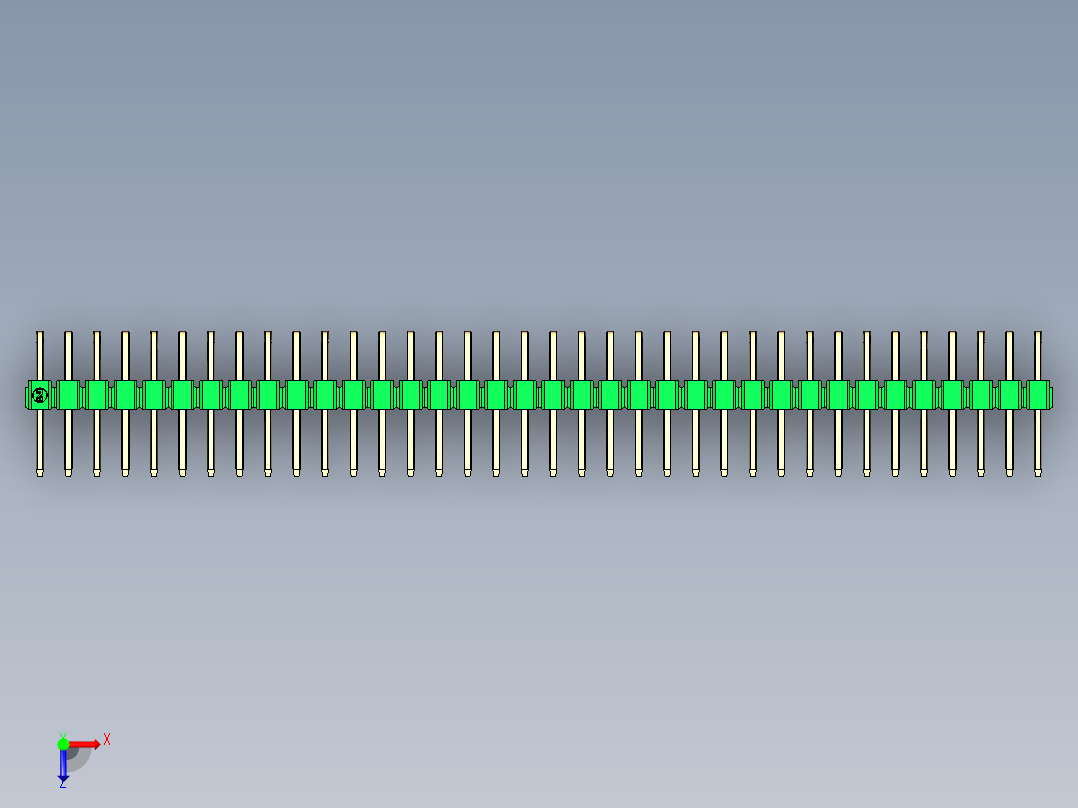 彩色公排针 100mil 2.54mm 系列-DS1022_green_2x36p_100mil_TypeD_rev1.0俯视图