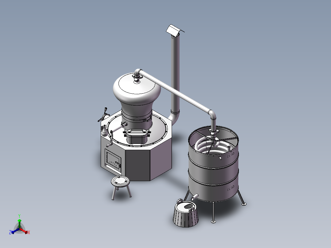 酒业制造设备模型正等轴测图