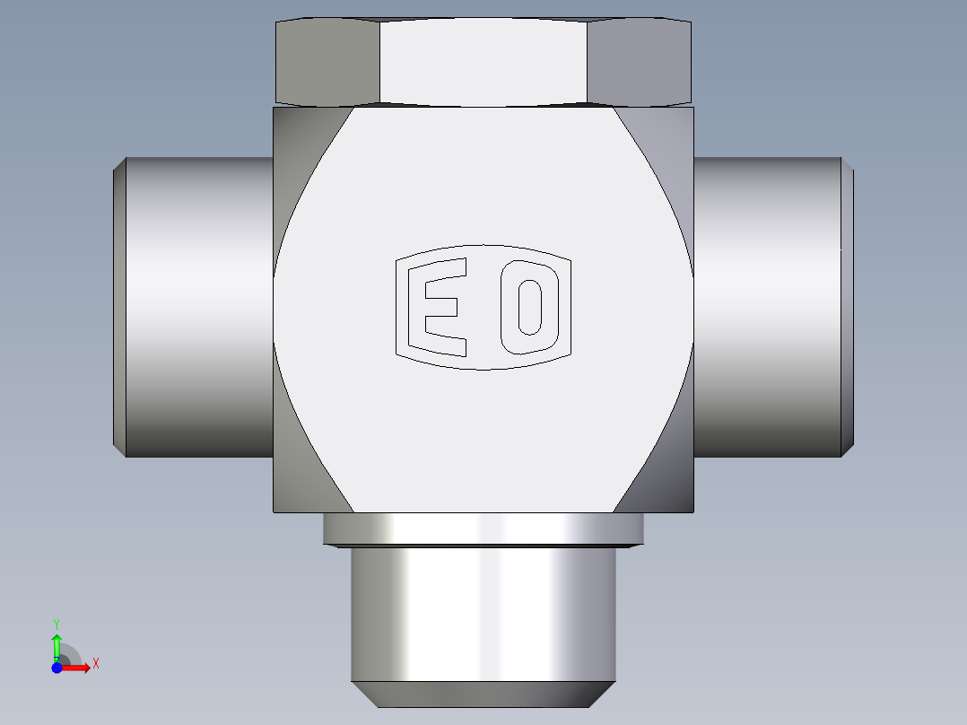 卡套式工业通用硬管接头EO_High_pressure_banjo_tee_TH20SROMDCF前视图