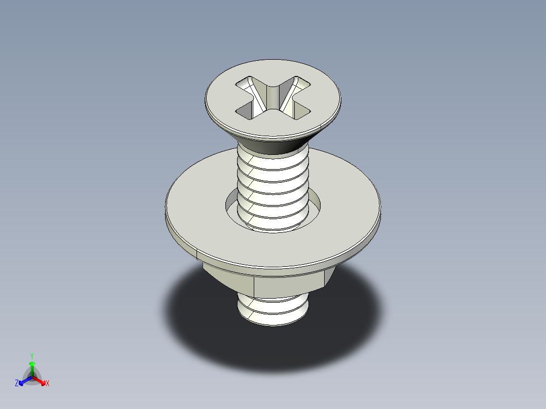 紧固件-STEP 0.2500 Flathead正等轴测图