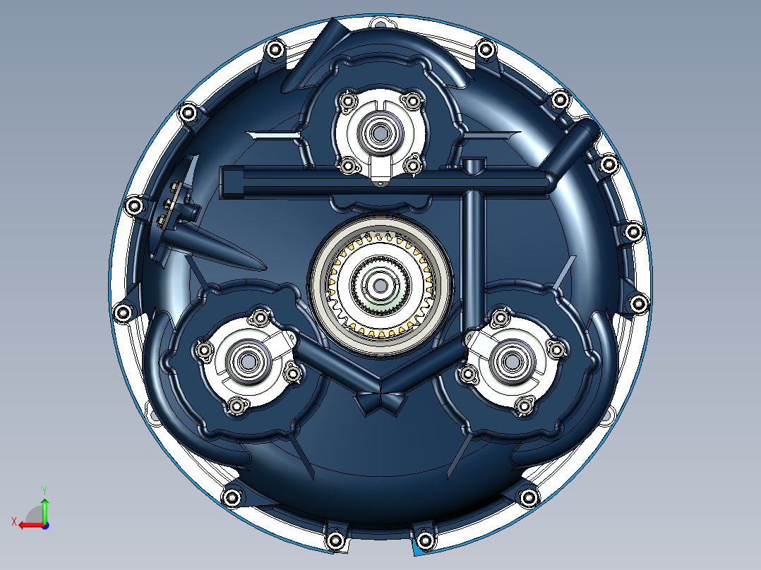 油电混合车变速箱三维图==980020后视图