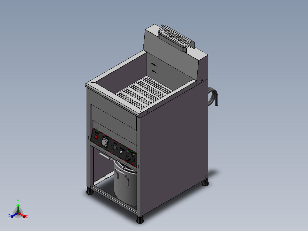 立式电油炸炉（sw21可编辑+cad）正等轴测图