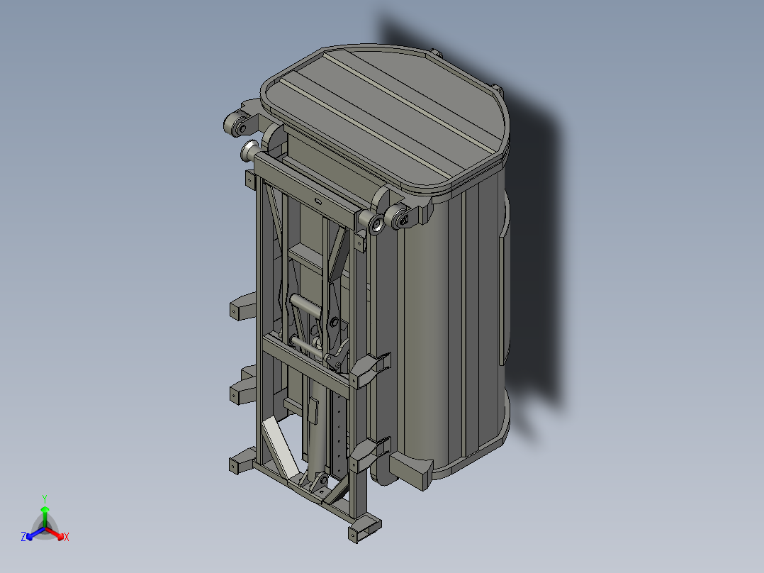 小型<span style='color: red'>环卫</span>收集车拉箱机构3D模型
