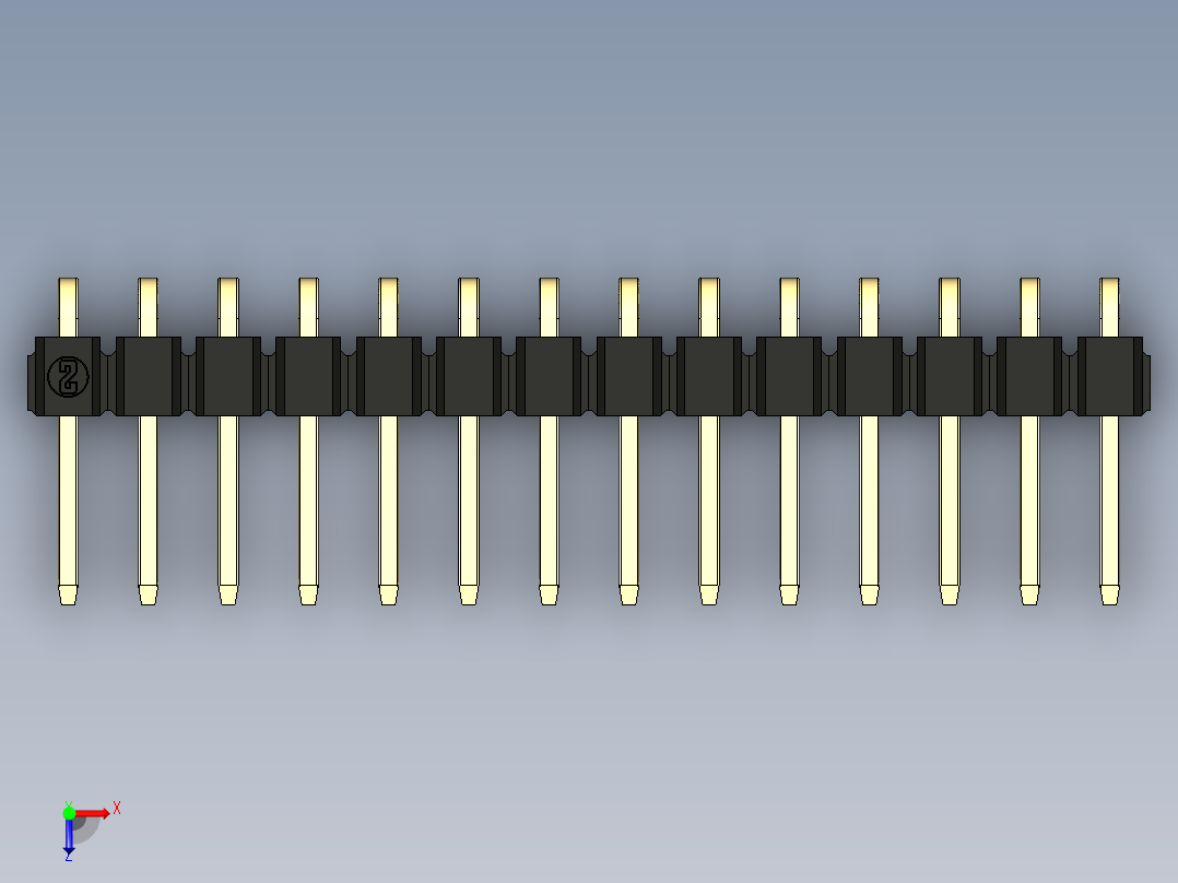 彩色公排针 100mil 2.54mm 系列-DS1022_black_1x14p_100mil_TypeD_rev1.0俯视图