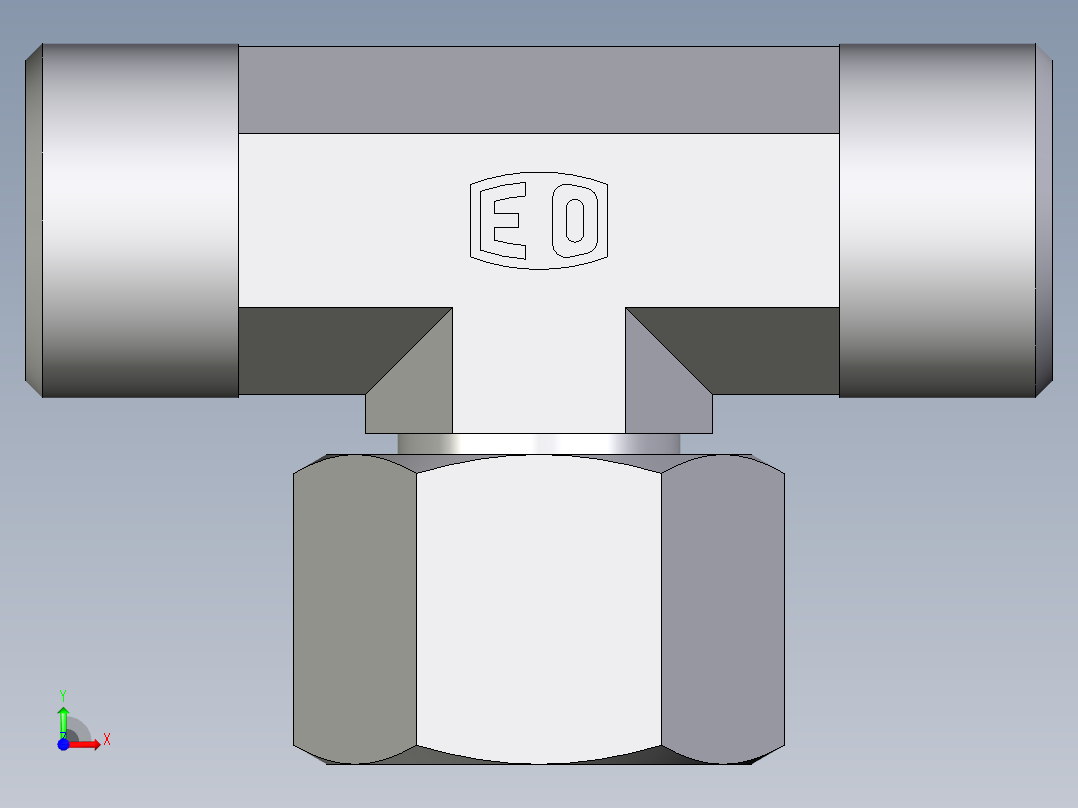 卡套式工业通用硬管接头EO_Swivel_nut_branch_tee_ET12SOMD71前视图