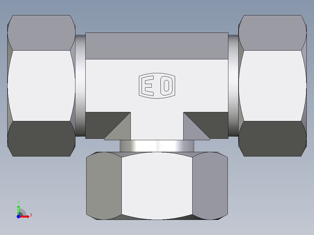 卡套式工业通用硬管接头EO_Standpipe_branch_tee_EVT22L71前视图