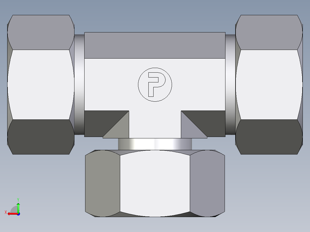卡套式工业通用硬管接头EO_Standpipe_branch_tee_EVT22L71后视图