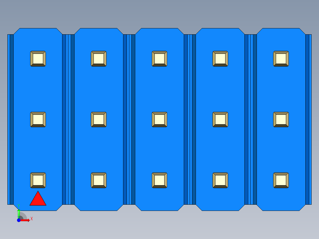 彩色公头100mil（2.54mm）系列-DS1021_blue_3x05p_100mil_Type5_rev1.0前视图
