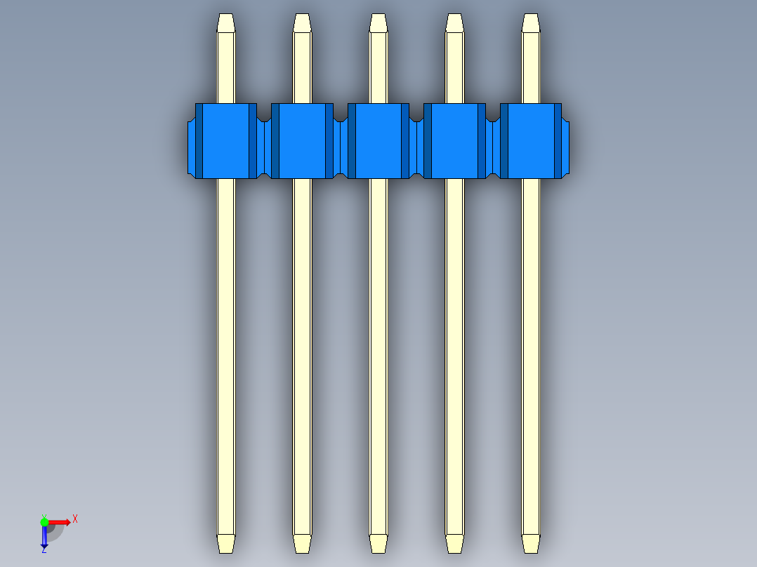彩色公头100mil（2.54mm）系列-DS1021_blue_3x05p_100mil_Type5_rev1.0俯视图