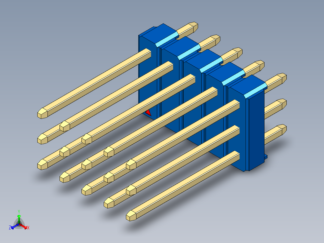 彩色公头100mil（2.54mm）系列-DS1021_blue_3x05p_100mil_Type5_rev1.0正等轴测图