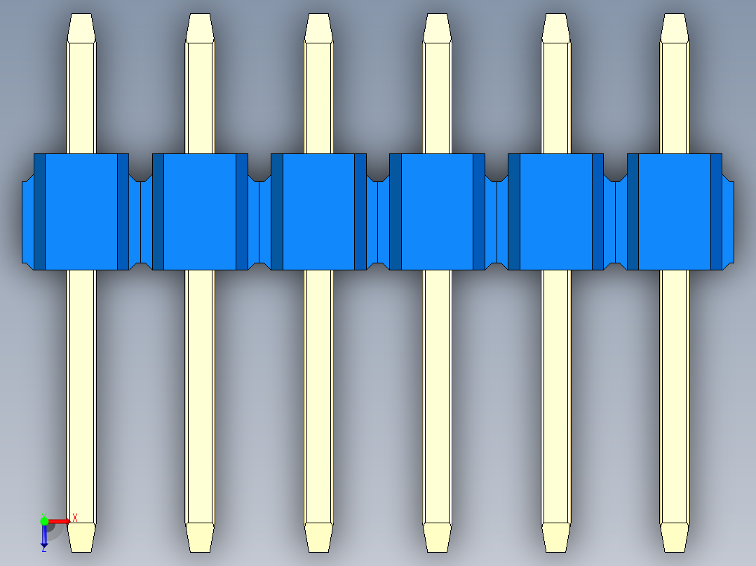 彩色公头100mil（2.54mm）系列-DS1021_blue_1x06p_100mil_Type1_rev1.0俯视图
