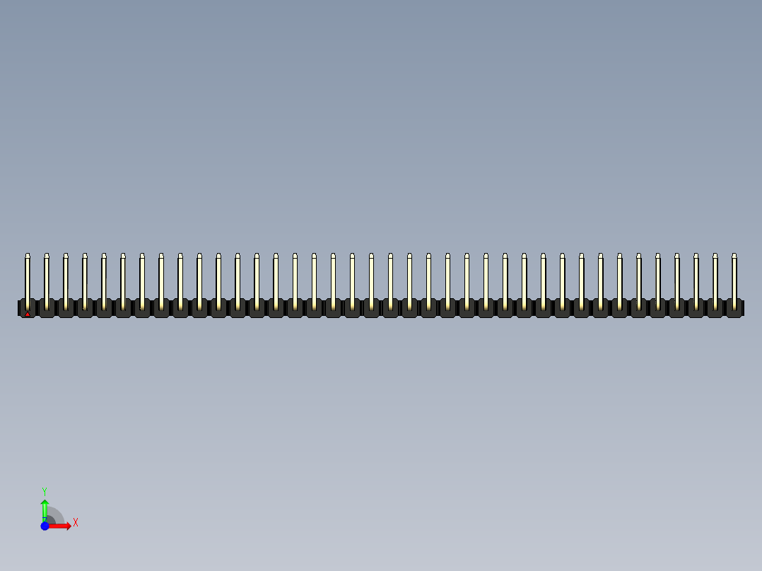 彩色公排针 100mil 2.54mm 系列-DS1022_black_38p_100mil_TypeU_rev1.0前视图