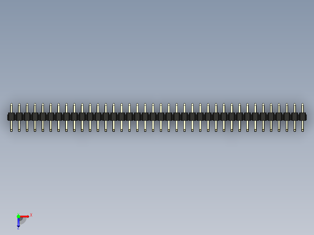 彩色公排针 100mil 2.54mm 系列-DS1022_black_38p_100mil_TypeU_rev1.0俯视图
