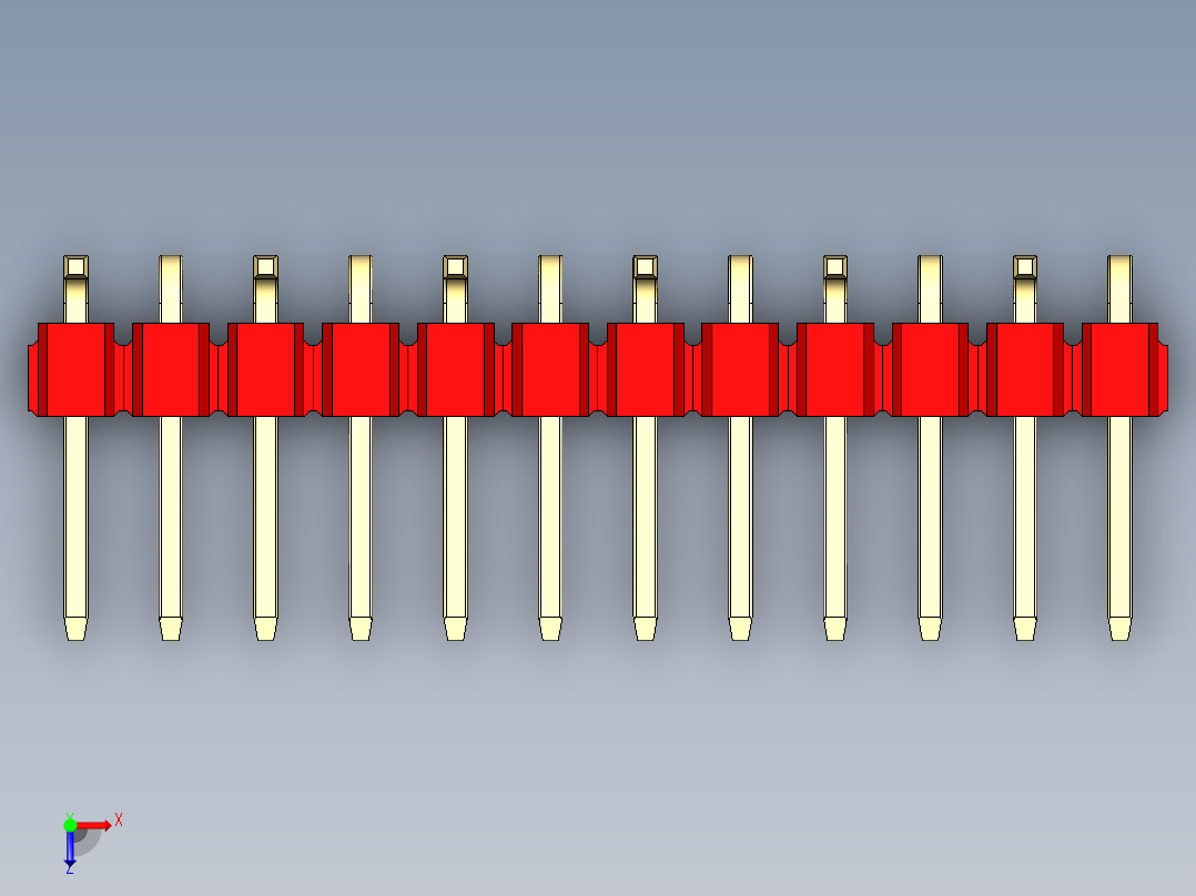 彩色公排针 100mil 2.54mm 系列-DS1022_red_12p_100mil_Type_SMT_R1_rev1.0俯视图