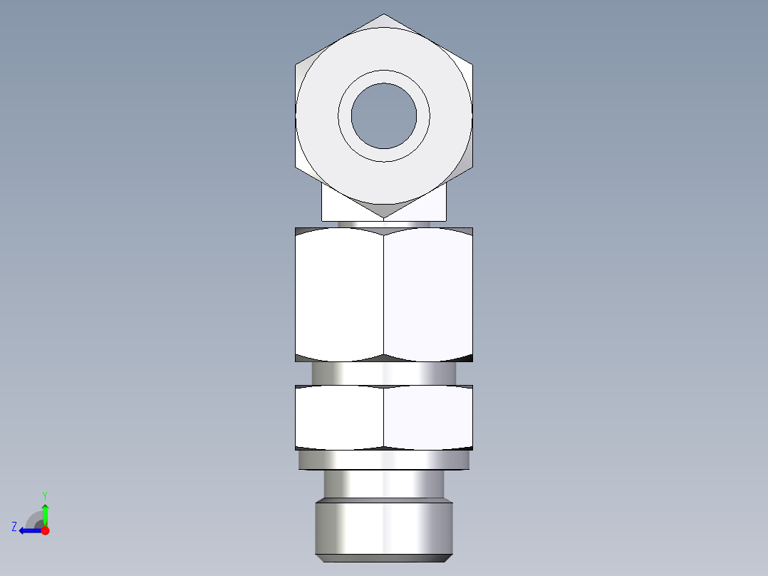 卡套式工业通用硬管接头EO_Assembled_adjustable_standpipe_branch_tee_EVT14SR71右视图