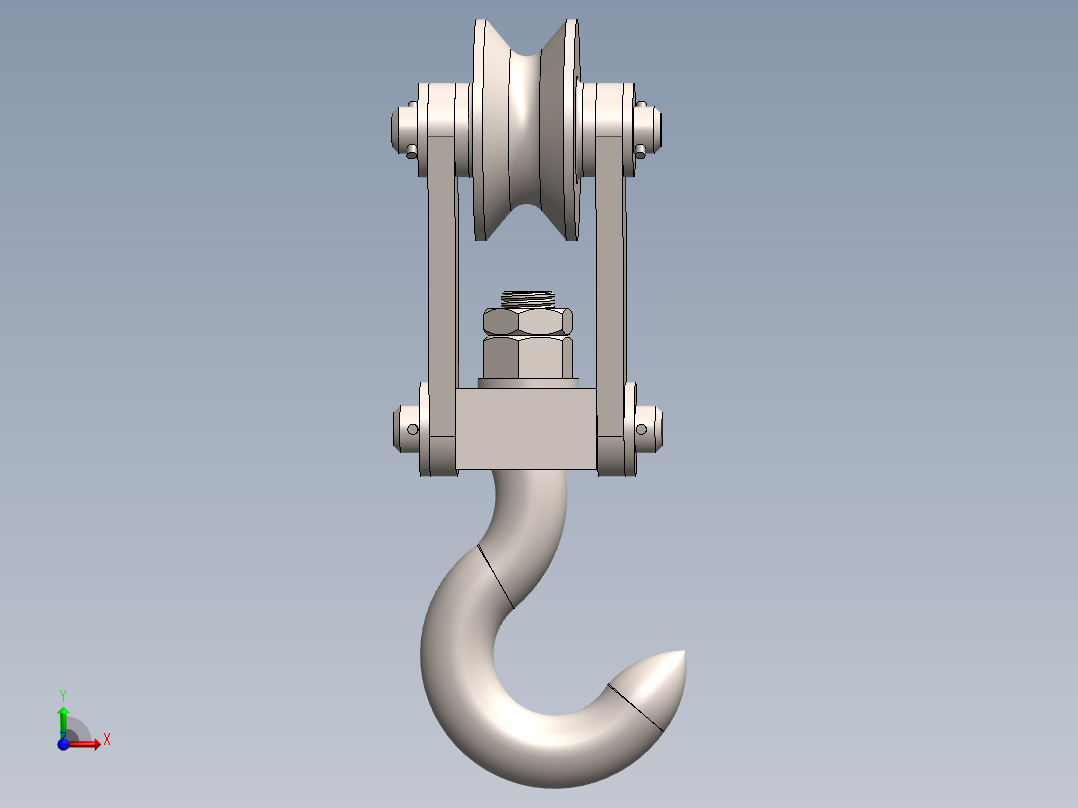 滑轮和挂钩--25--sw三维 3d模型设计图前视图