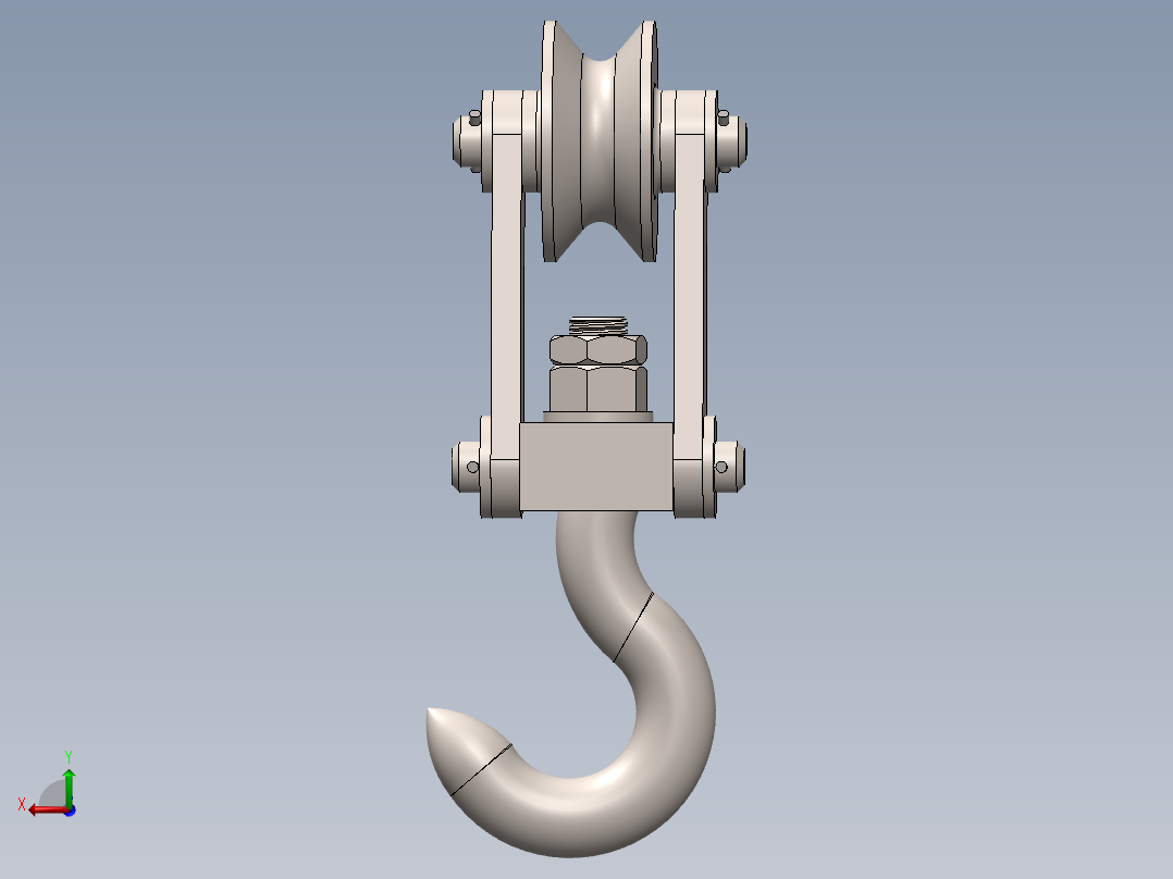 滑轮和挂钩--25--sw三维 3d模型设计图后视图