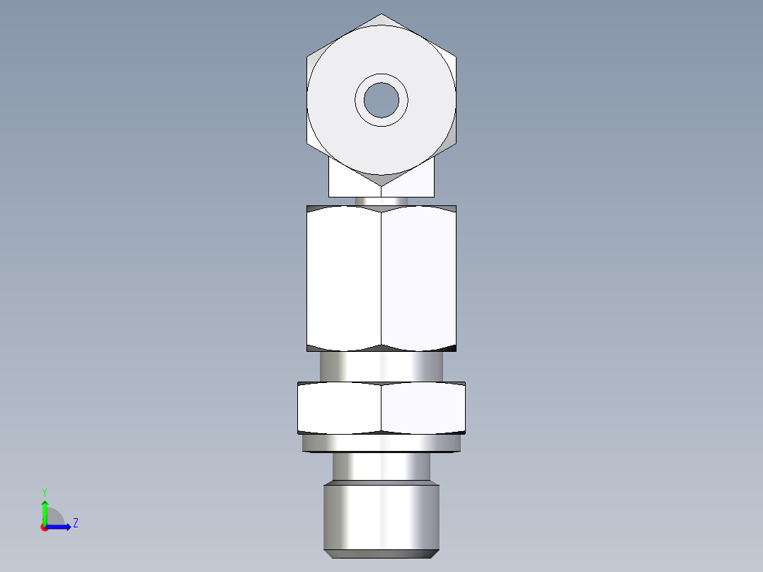 卡套式工业通用硬管接头EO_Assembled_adjustable_standpipe_branch_tee_EVT06SR71左视图