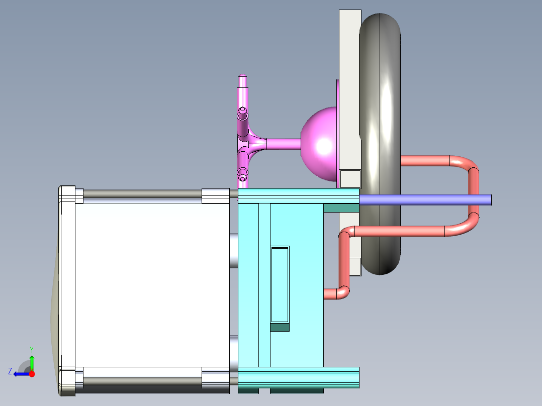 池塘自动喂养产品设计及三维模型（说明书+3D+CAD）右视图