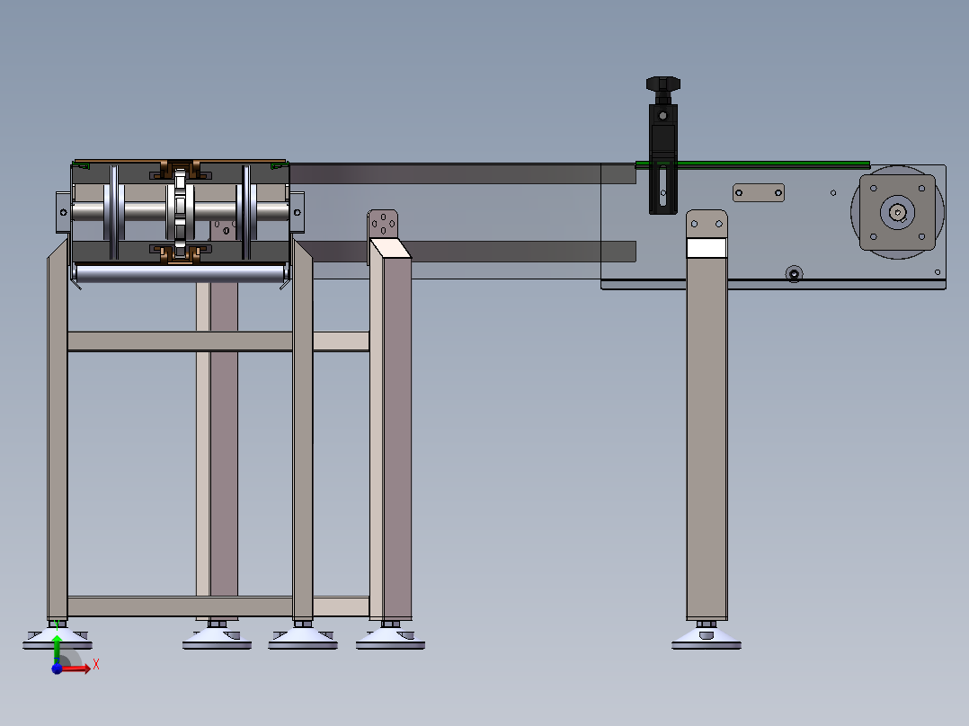304.8宽转弯链板输送机（sw16可编辑+工程图+bom）前视图