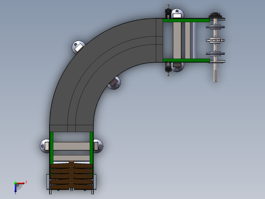 304.8宽转弯链板输送机（sw16可编辑+工程图+bom）俯视图