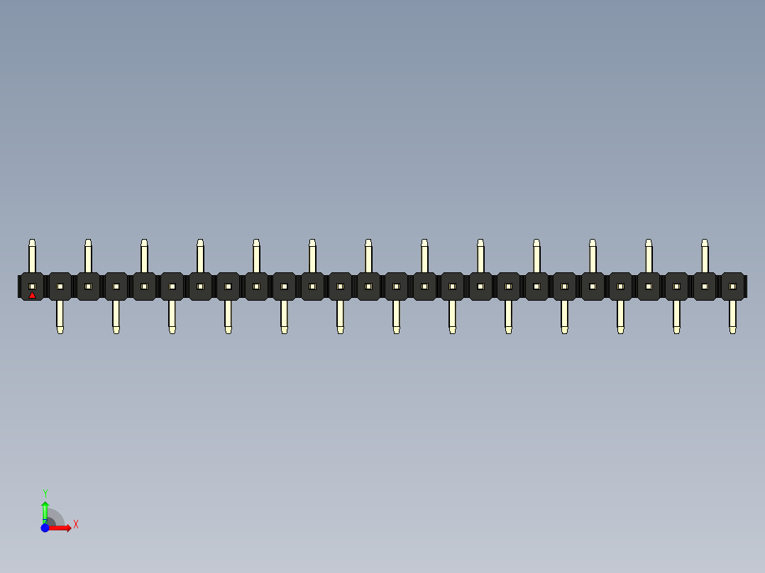彩色公排针 100mil 2.54mm 系列-DS1022_black_26p_100mil_Type_SMT_R1_rev1.0前视图
