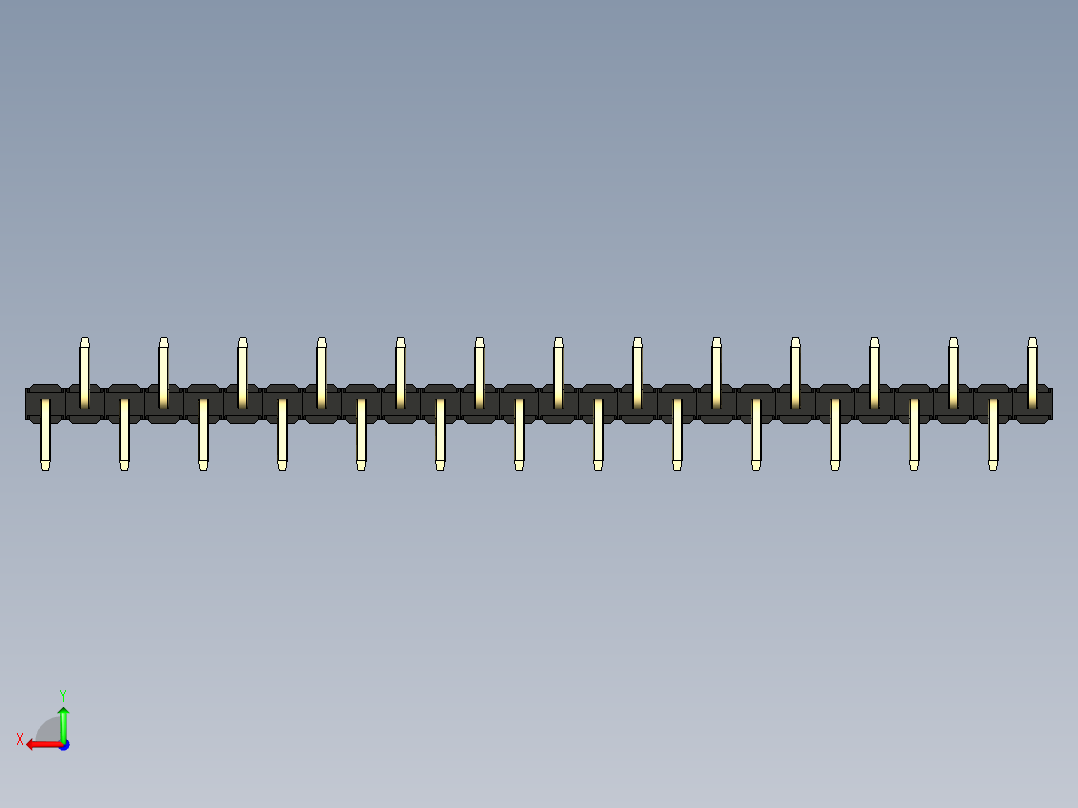 彩色公排针 100mil 2.54mm 系列-DS1022_black_26p_100mil_Type_SMT_R1_rev1.0后视图