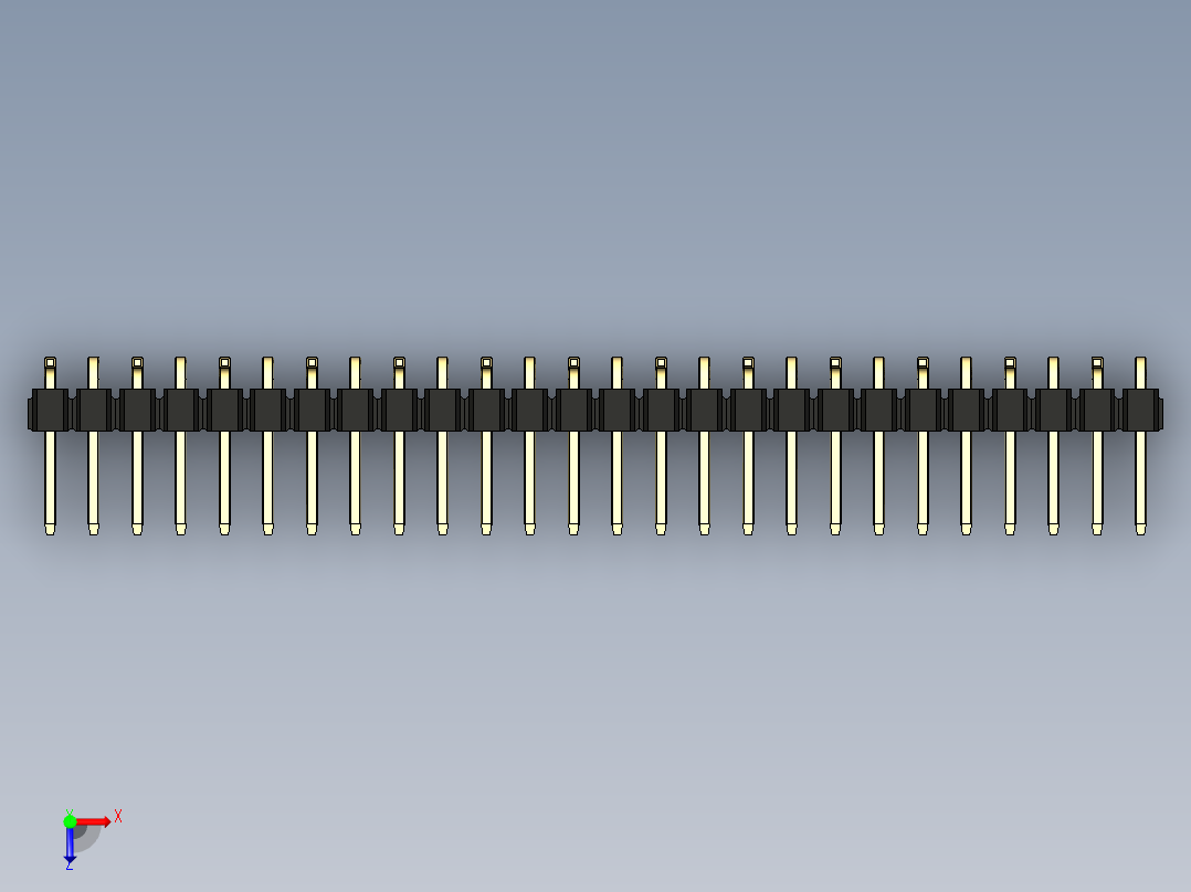 彩色公排针 100mil 2.54mm 系列-DS1022_black_26p_100mil_Type_SMT_R1_rev1.0俯视图