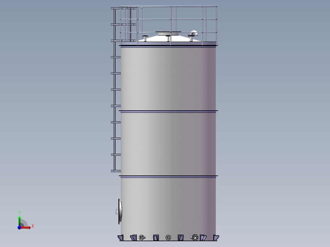 液氧储罐 自动化设备3D图纸3D模型前视图