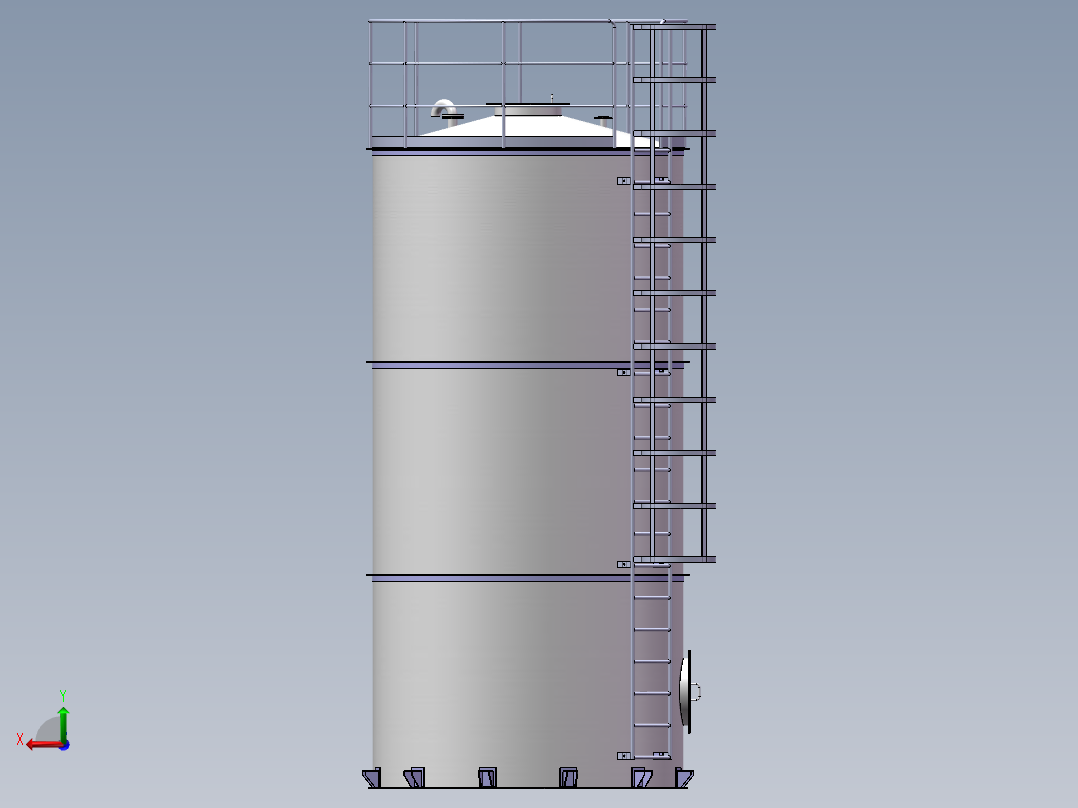 液氧储罐 自动化设备3D图纸3D模型后视图