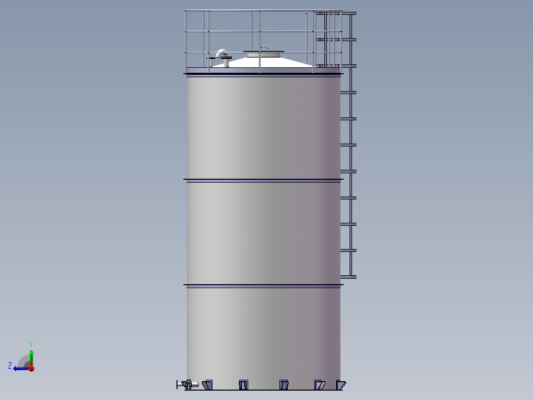 液氧储罐 自动化设备3D图纸3D模型右视图