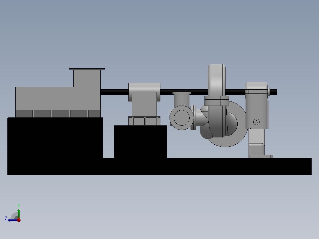 背压式汽轮机右视图
