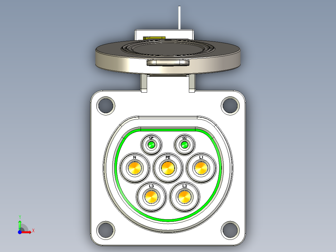 电动汽车充电插座三维模型前视图