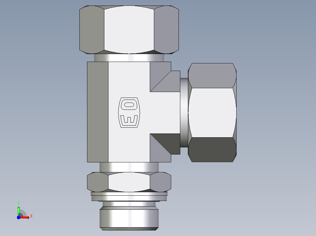 卡套式工业通用硬管接头EO_Adjustable_locknut_run_tee_LEE18LMCF前视图