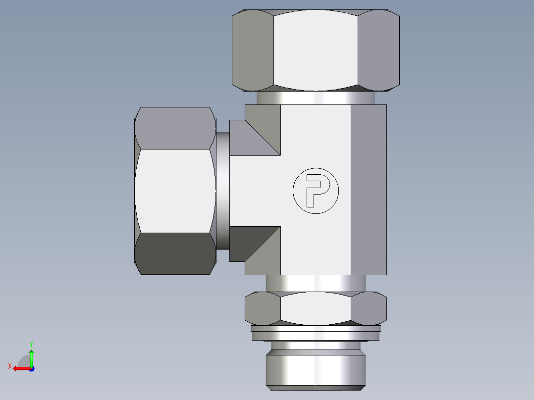 卡套式工业通用硬管接头EO_Adjustable_locknut_run_tee_LEE18LMCF后视图
