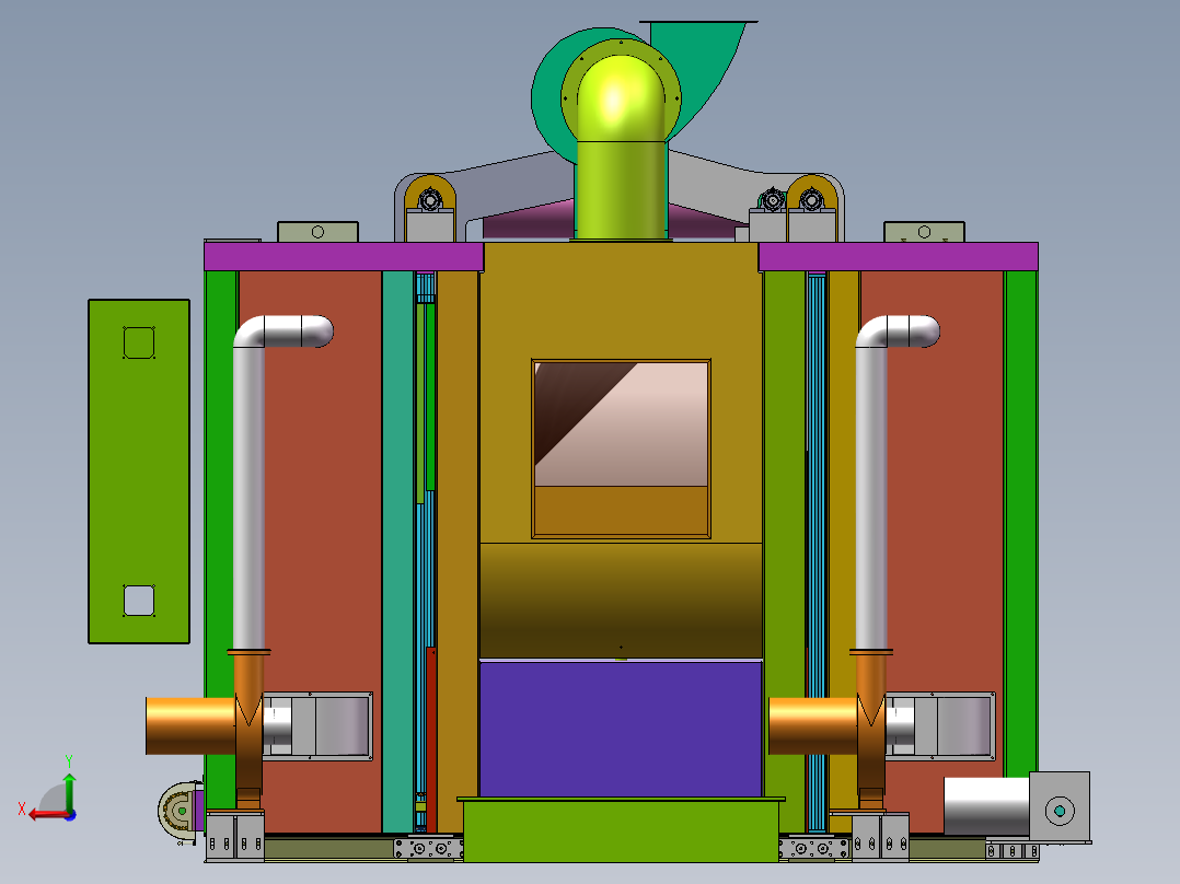 升降门式喷涂烤箱(sw18可编辑+工程图+bom）后视图