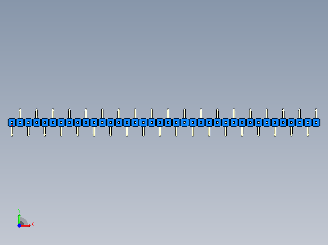 彩色公排针 100mil 2.54mm 系列-DS1022_blue_38p_100mil_Type_SMT_R2_rev1.0前视图