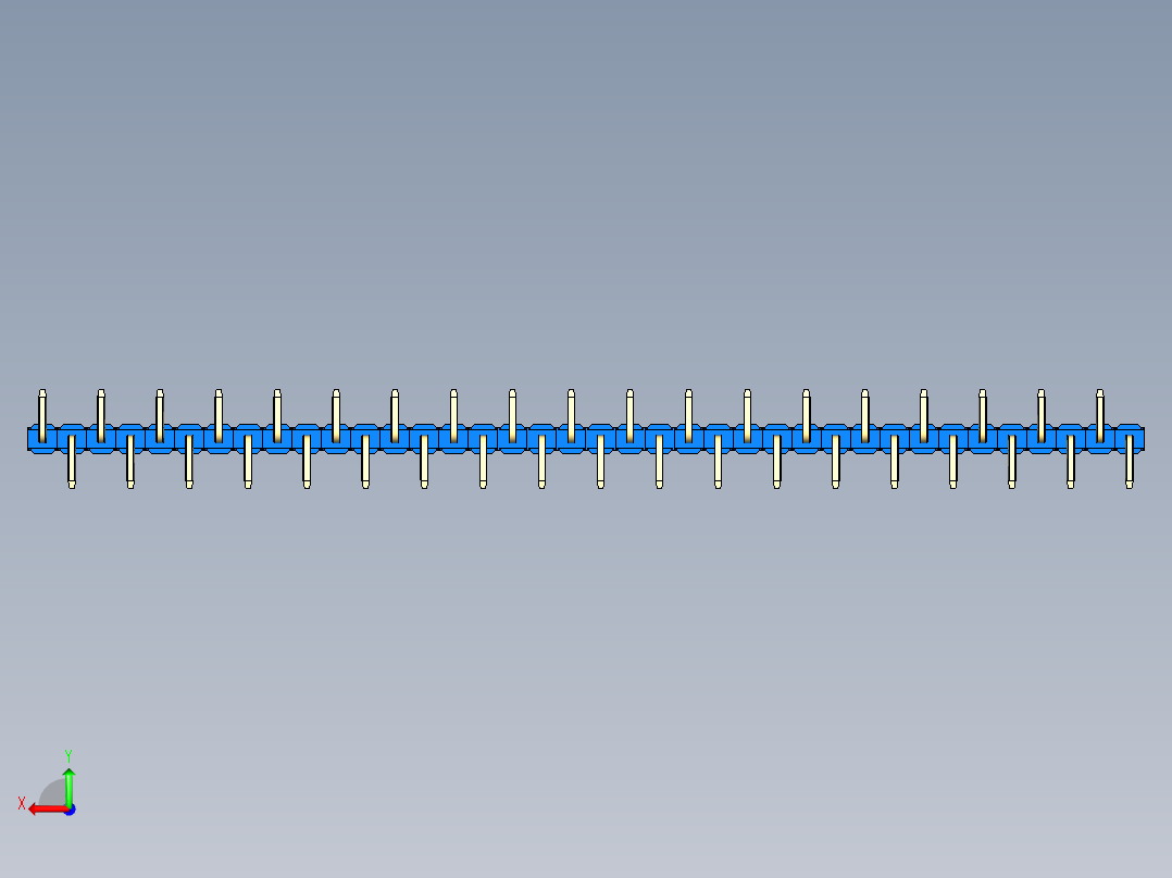 彩色公排针 100mil 2.54mm 系列-DS1022_blue_38p_100mil_Type_SMT_R2_rev1.0后视图