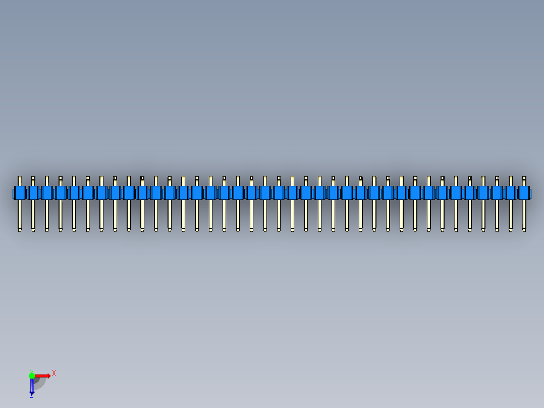 彩色公排针 100mil 2.54mm 系列-DS1022_blue_38p_100mil_Type_SMT_R2_rev1.0俯视图