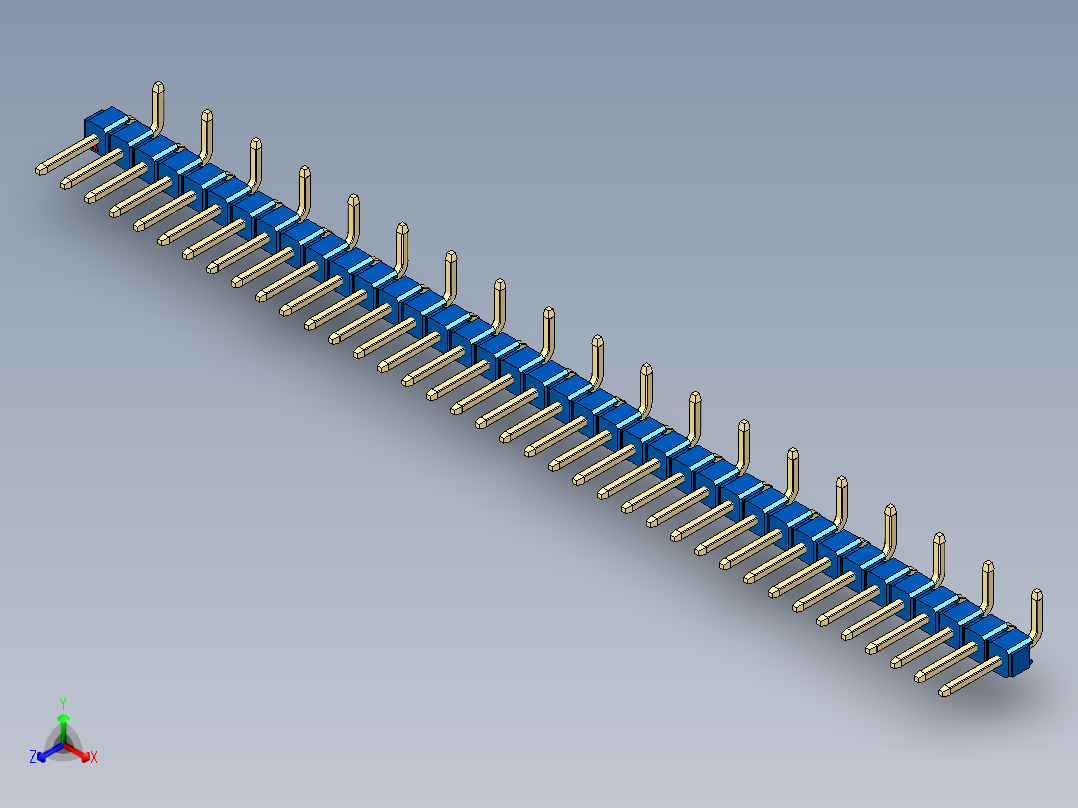彩色公排针 100mil 2.54mm 系列-DS1022_blue_38p_100mil_Type_SMT_R2_rev1.0正等轴测图