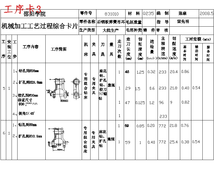 后钢板弹簧吊耳的铣内侧端面夹具设计及加工工艺装备规程含4张CAD图