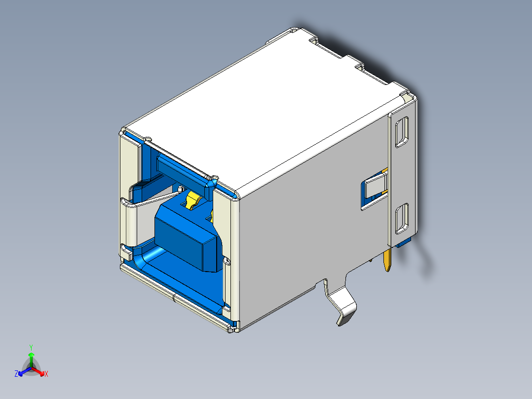 USB3.0 typeB MOLEX端口USB B型接口正等轴测图