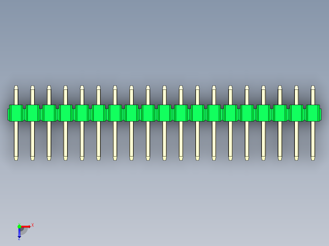 彩色公头100mil（2.54mm）系列-DS1021_green_3x19p_100mil_Type1_rev1.0俯视图