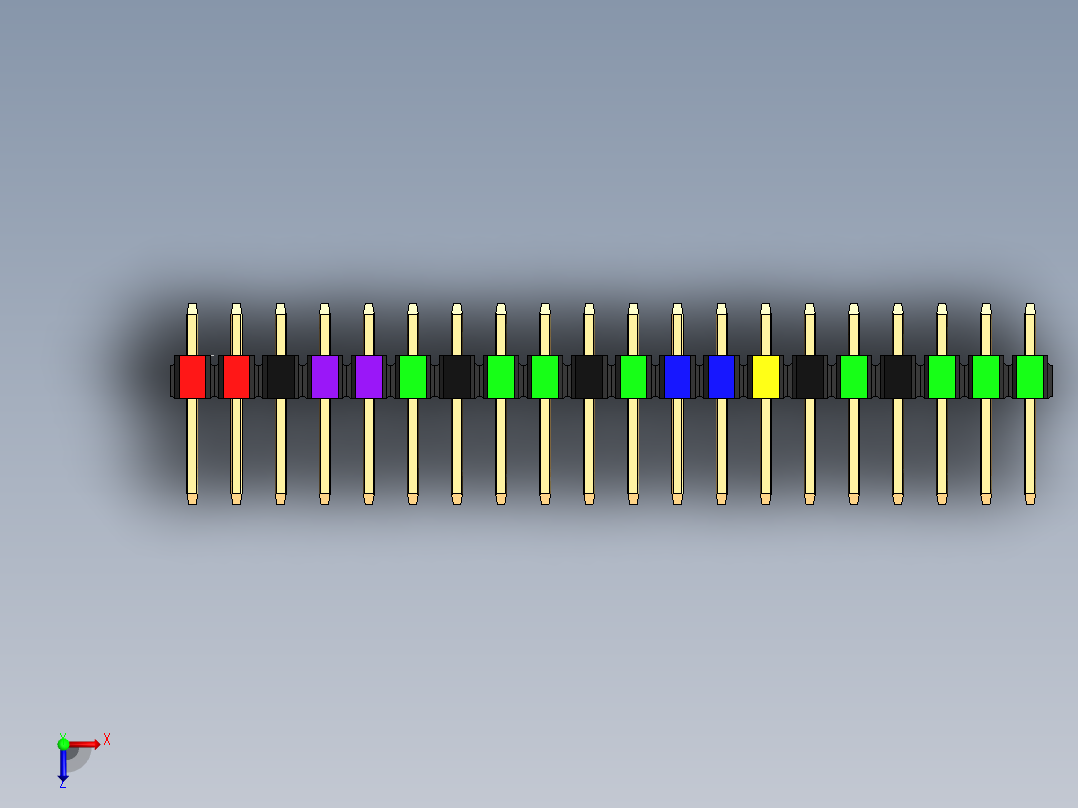 彩色公头100mil（2.54mm）系列-DS1021-100mil(2.54mm)-ForRaspberryPi_Arduino-colored-REV1.0 俯视图