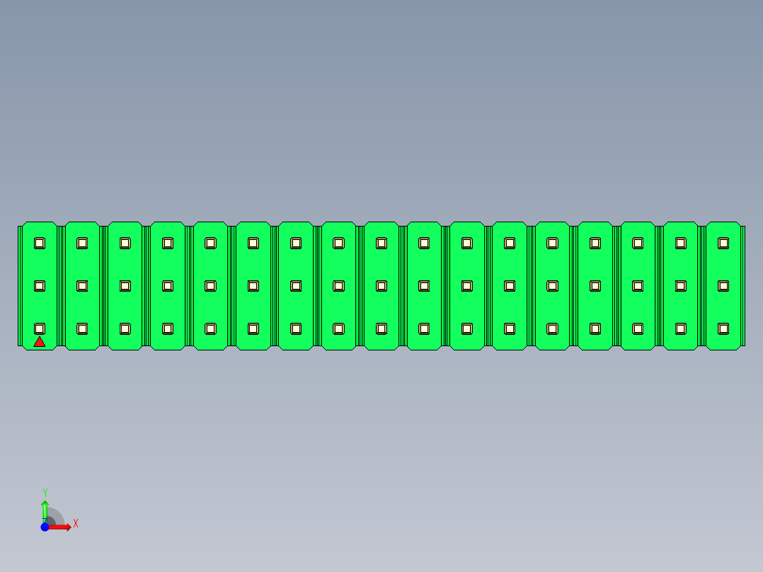 彩色公头100mil（2.54mm）系列-DS1021_green_3x17p_100mil_Type5_rev1.0前视图