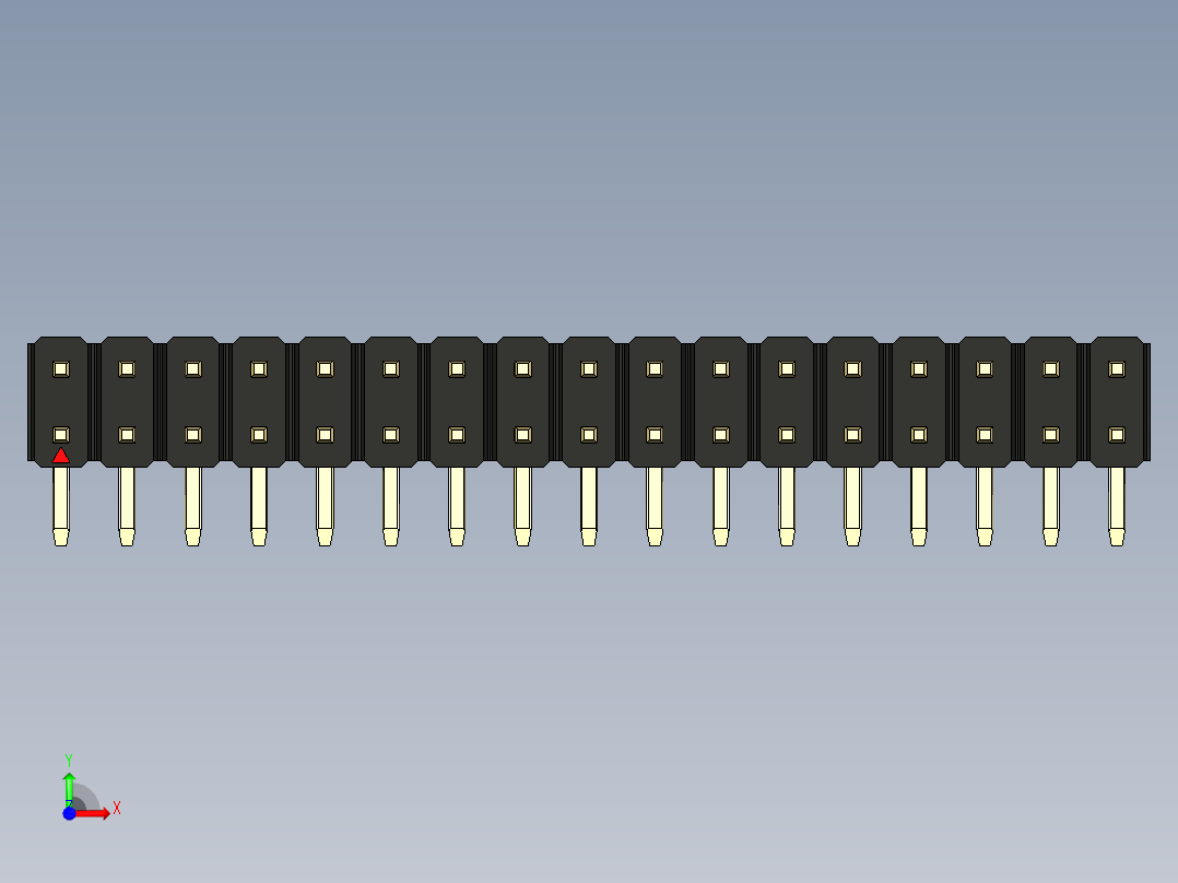 彩色公排针 100mil 2.54mm 系列-DS1022_black_2x17p_100mil_TypeD_rev1.0前视图