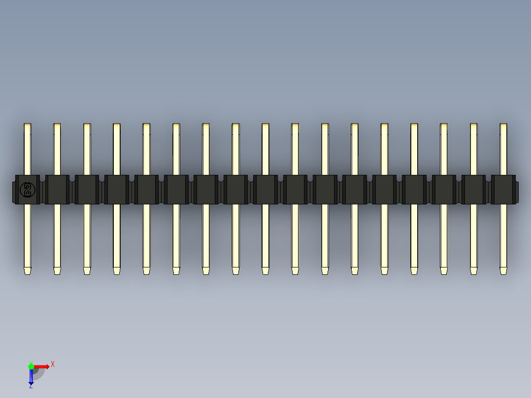 彩色公排针 100mil 2.54mm 系列-DS1022_black_2x17p_100mil_TypeD_rev1.0俯视图