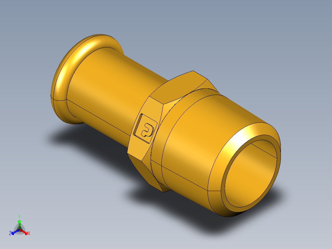 倒齿式工业管接头Beaded Hose Barb to male pipe 68HB-8-6正等轴测图