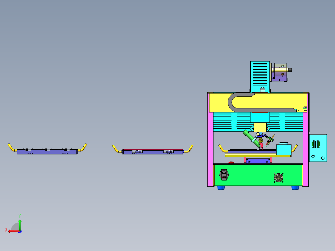300三轴半自动焊锡机后视图