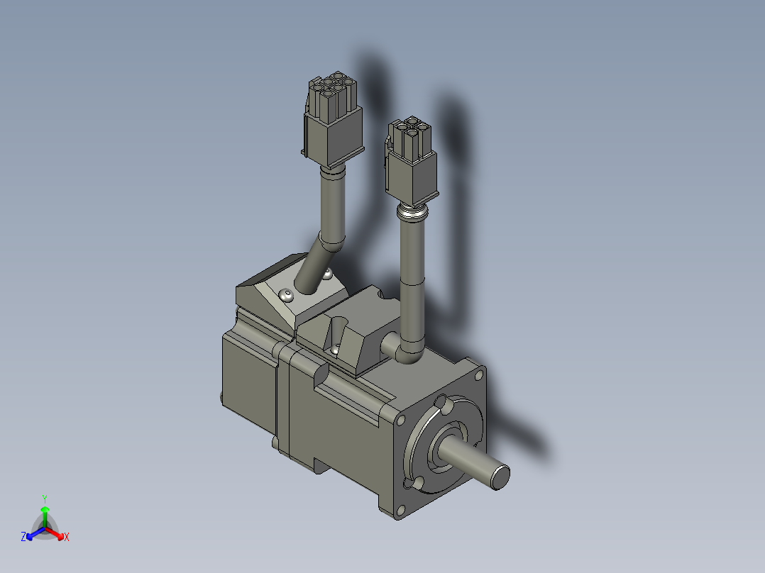 50W MSMD伺服马达正等轴测图
